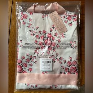 NEW Morgan Lane X FabFitFun Satin Floral Pink & White Tie Waist Robe - Size S/M